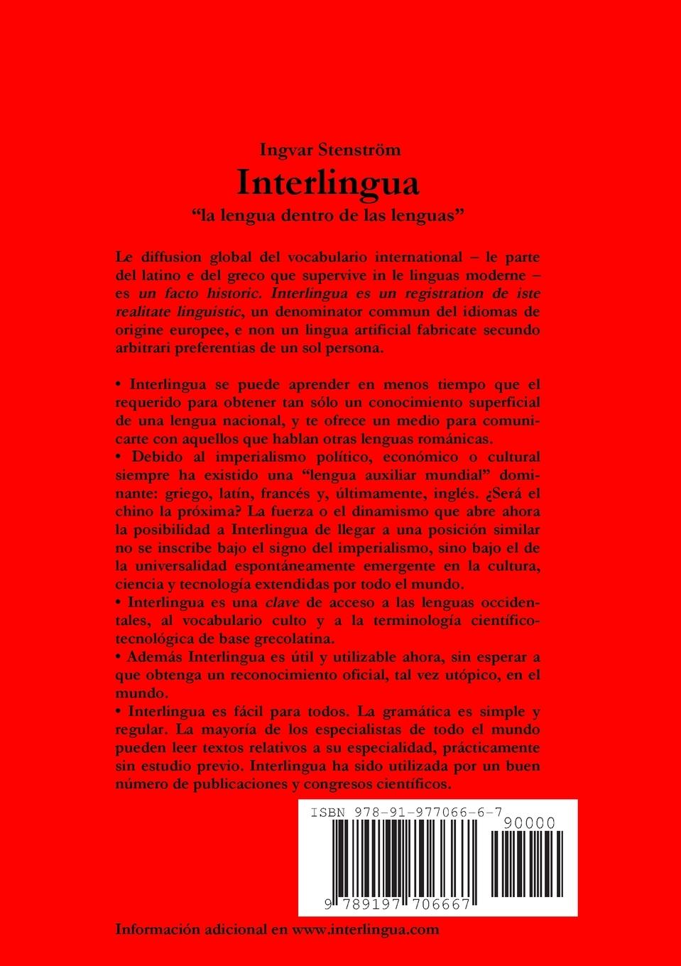 Rückseitencover Interlingua ¿ Instrumento moderne de communication international (Versión española)