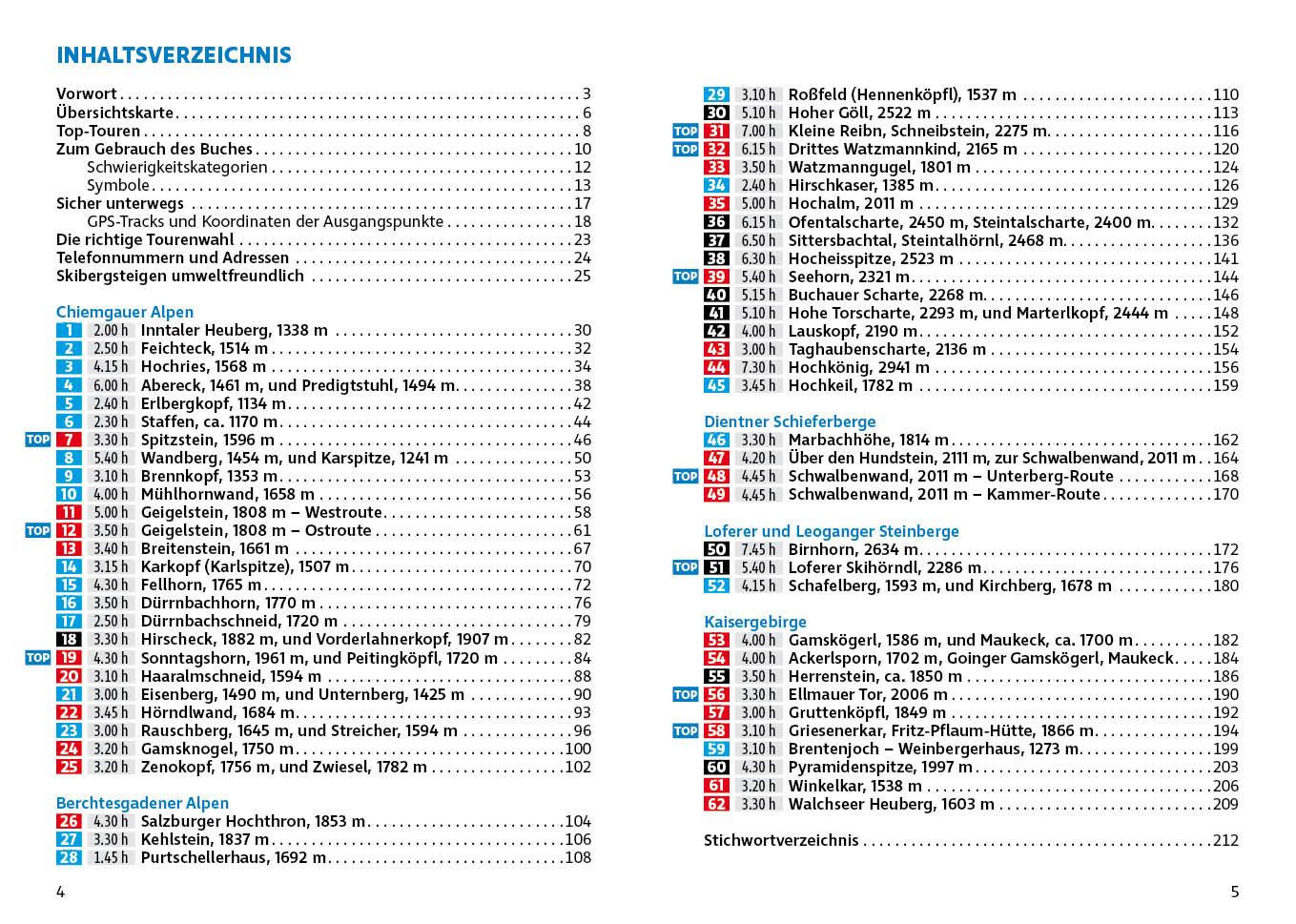 Beispielinhalt (Bild) Berchtesgadener und Chiemgauer Alpen Skitourenführer