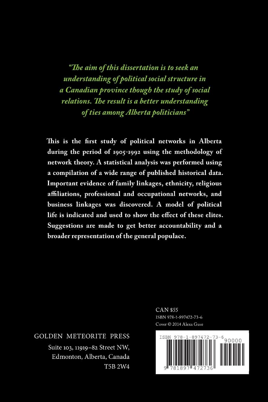 Rückseitencover Political Networks in Alberta