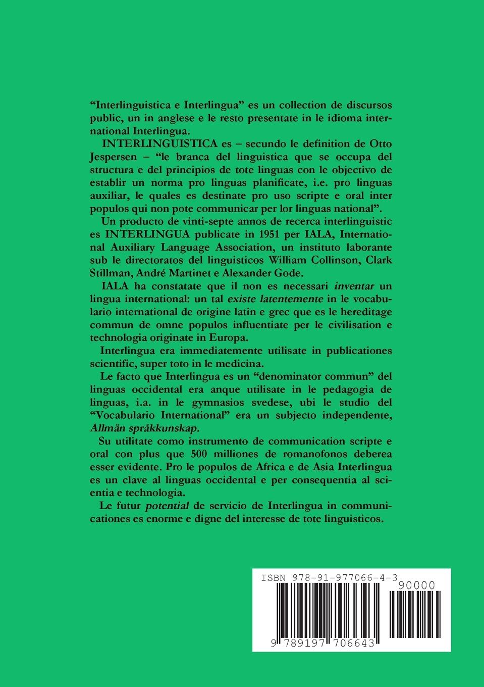 Rückseitencover Interlinguistica e Interlingua