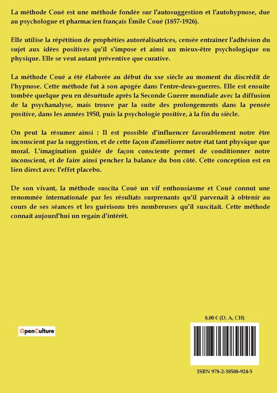 Rückseitencover La maîtrise de soi-même par l'autosuggestion consciente