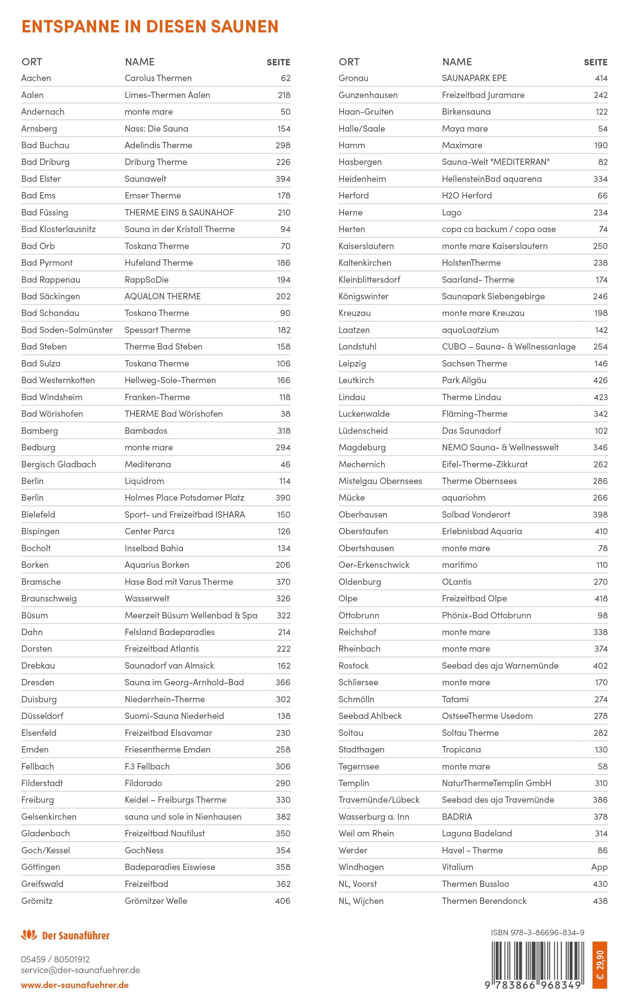 Beispielinhalt (Bild) Best of Saunaführer - Die 100 beliebtesten Saunen Deutschlands