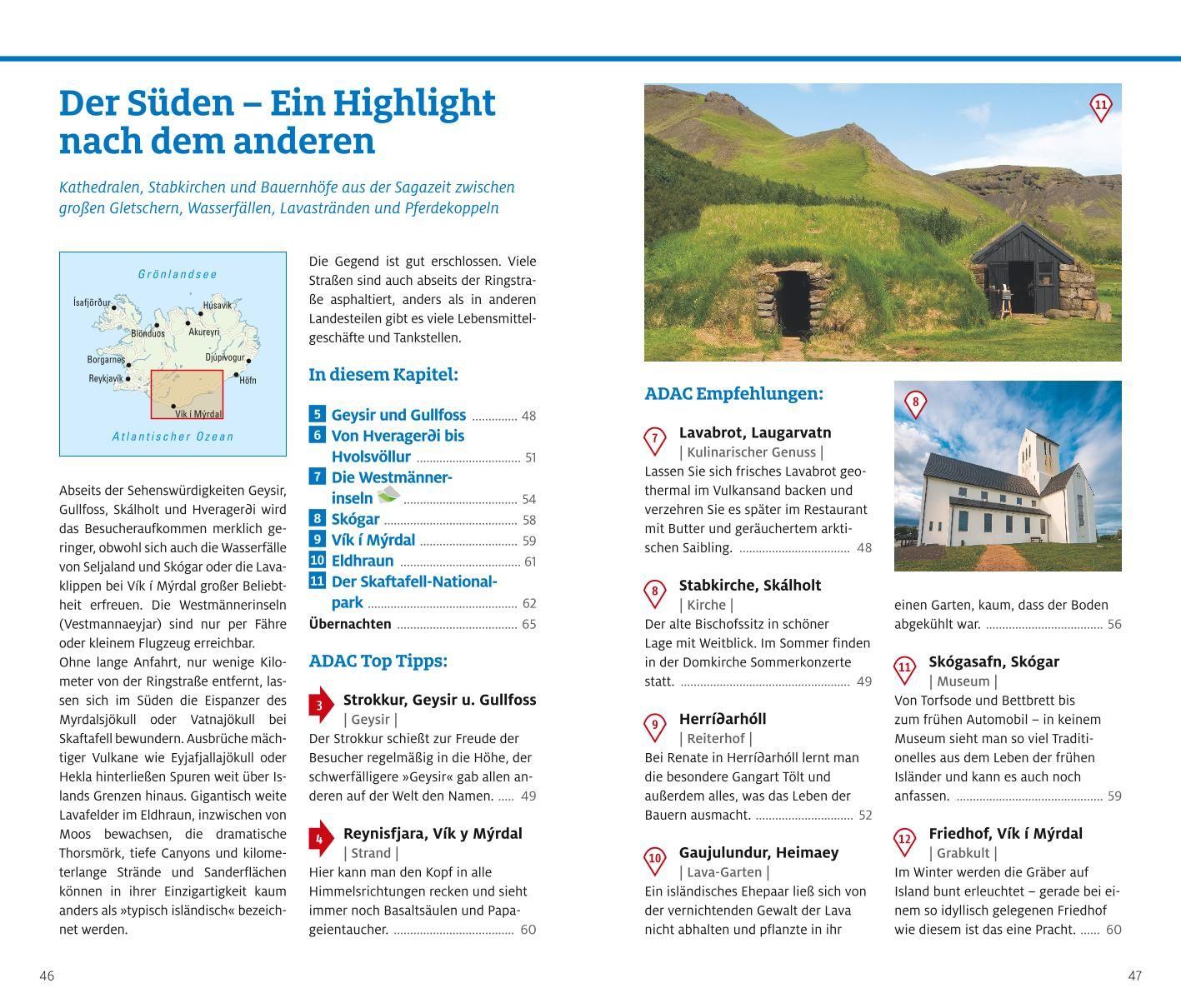 Beispielinhalt (Bild) ADAC Reiseführer Island