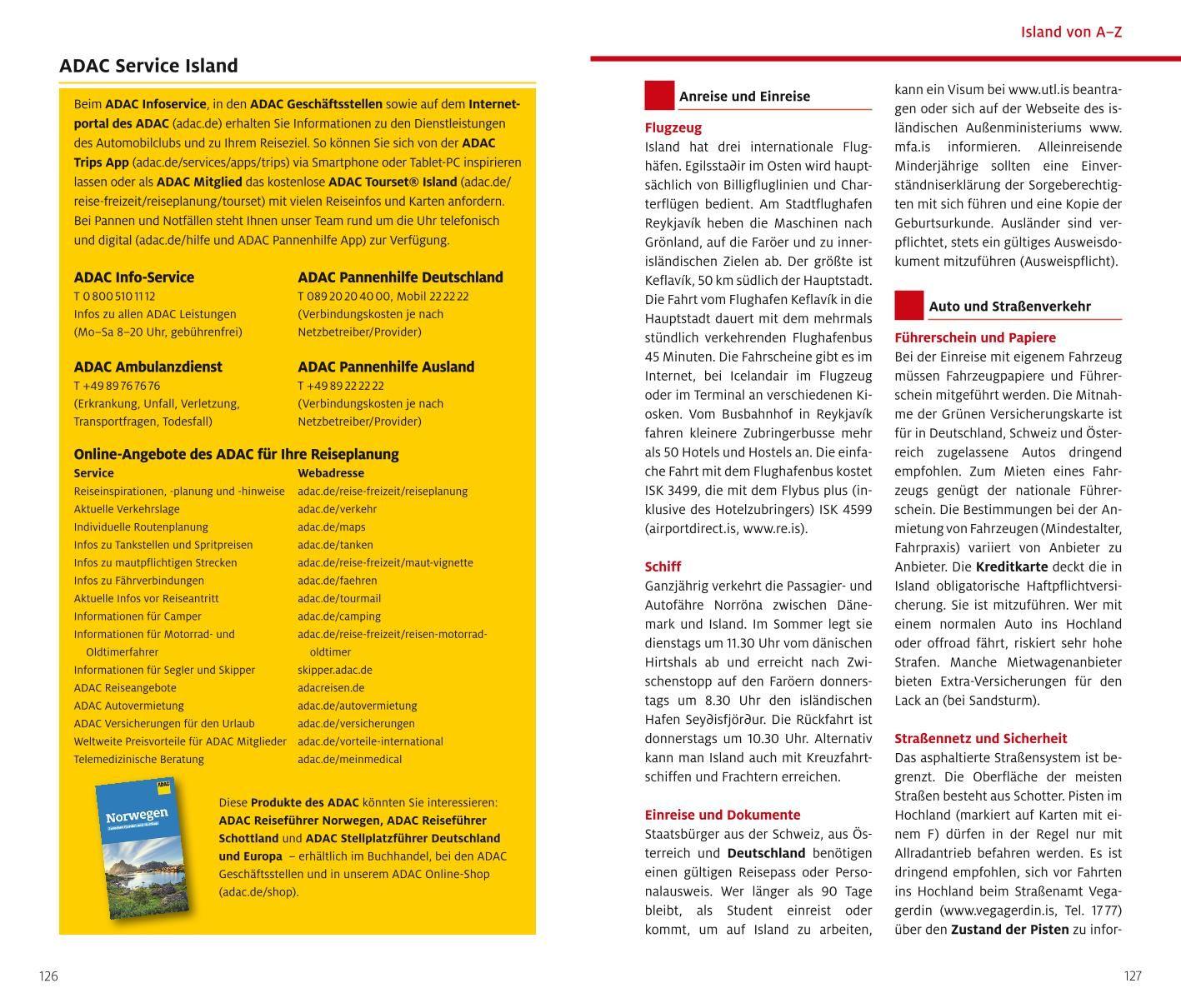 Beispielinhalt (Bild) ADAC Reiseführer Island