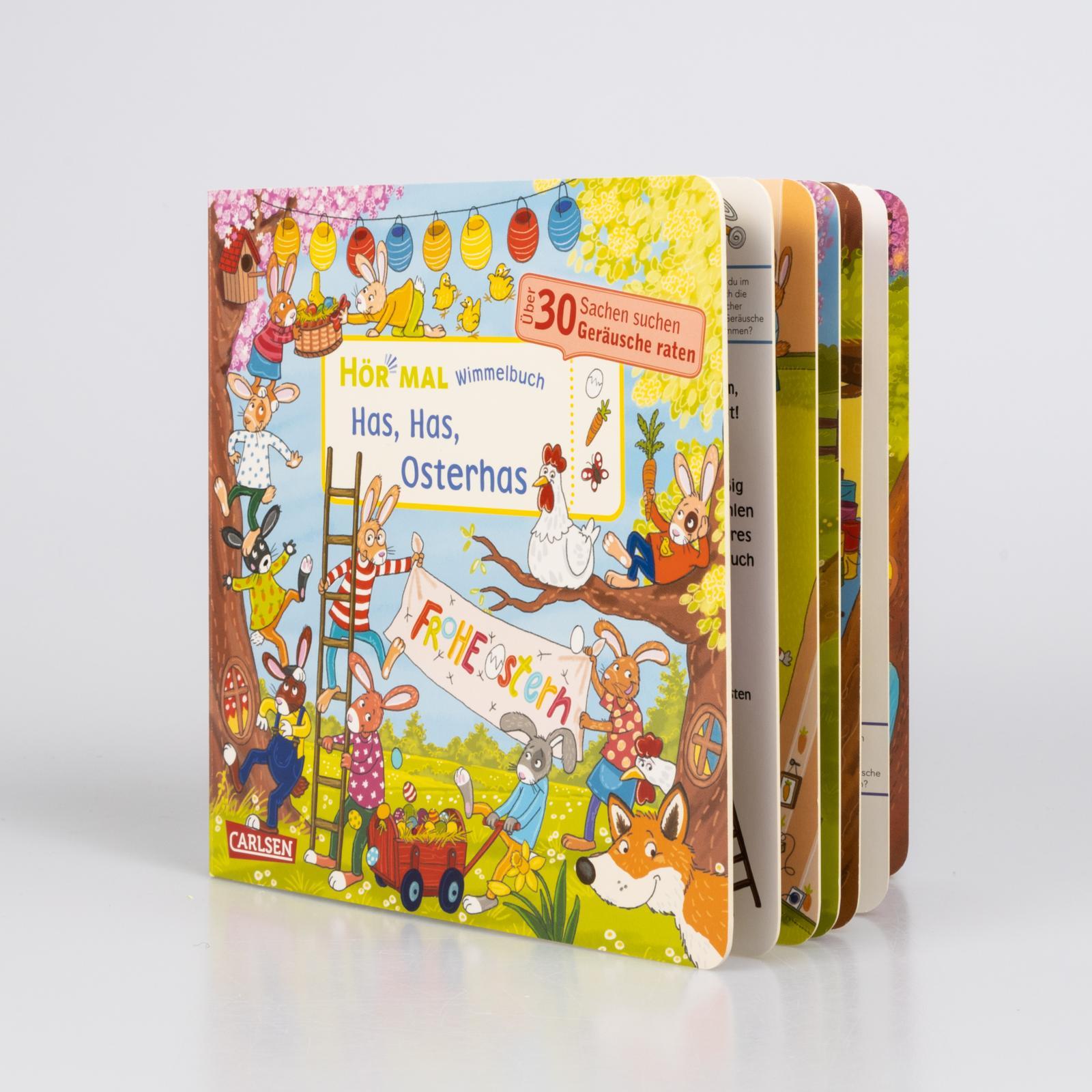 Beispielinhalt (Bild) Hör mal (Soundbuch): Wimmelbuch: Has, Has, Osterhas