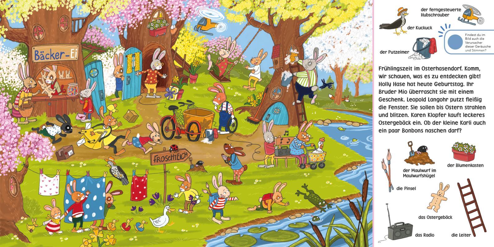 Beispielinhalt (Bild) Hör mal (Soundbuch): Wimmelbuch: Has, Has, Osterhas