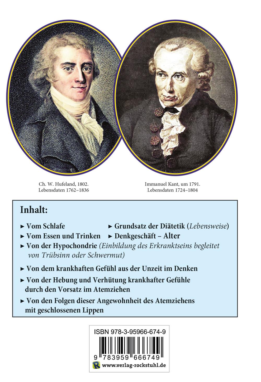 Rückseitencover Von der Macht des Gemüts, durch den bloßen Vorsatz seiner krankhaften Gefühle Meister zu sein