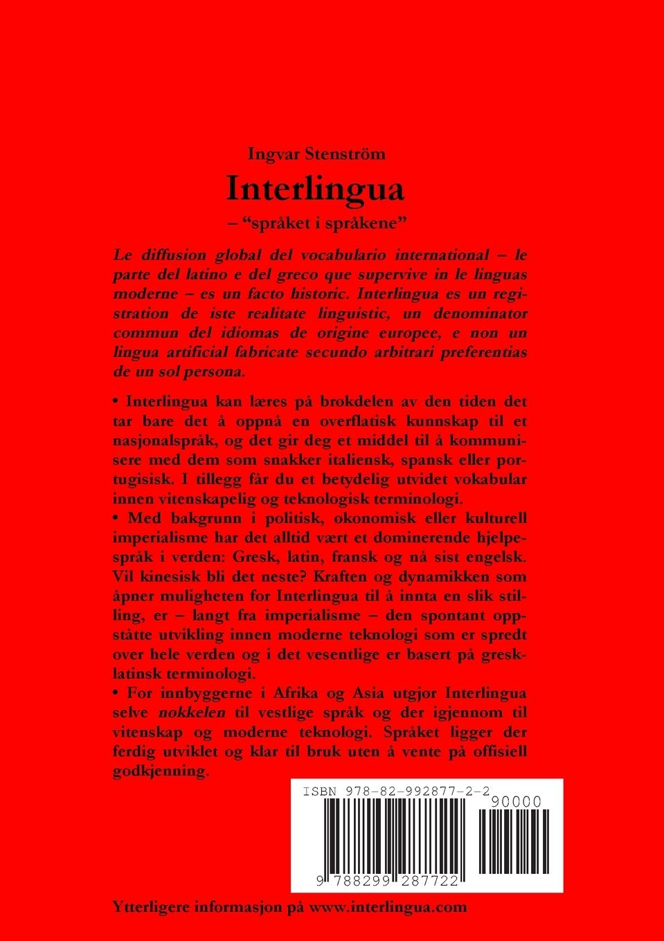 Rückseitencover Interlingua - Instrumento moderne de communication international (Norsk utgave)