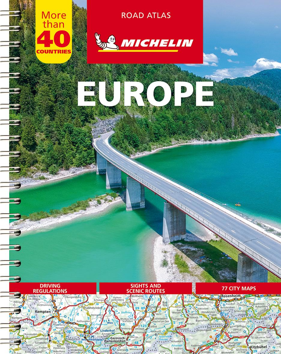 Vorderes Coverbild Michelin Straßenatlas Europa mit Spiralbindung