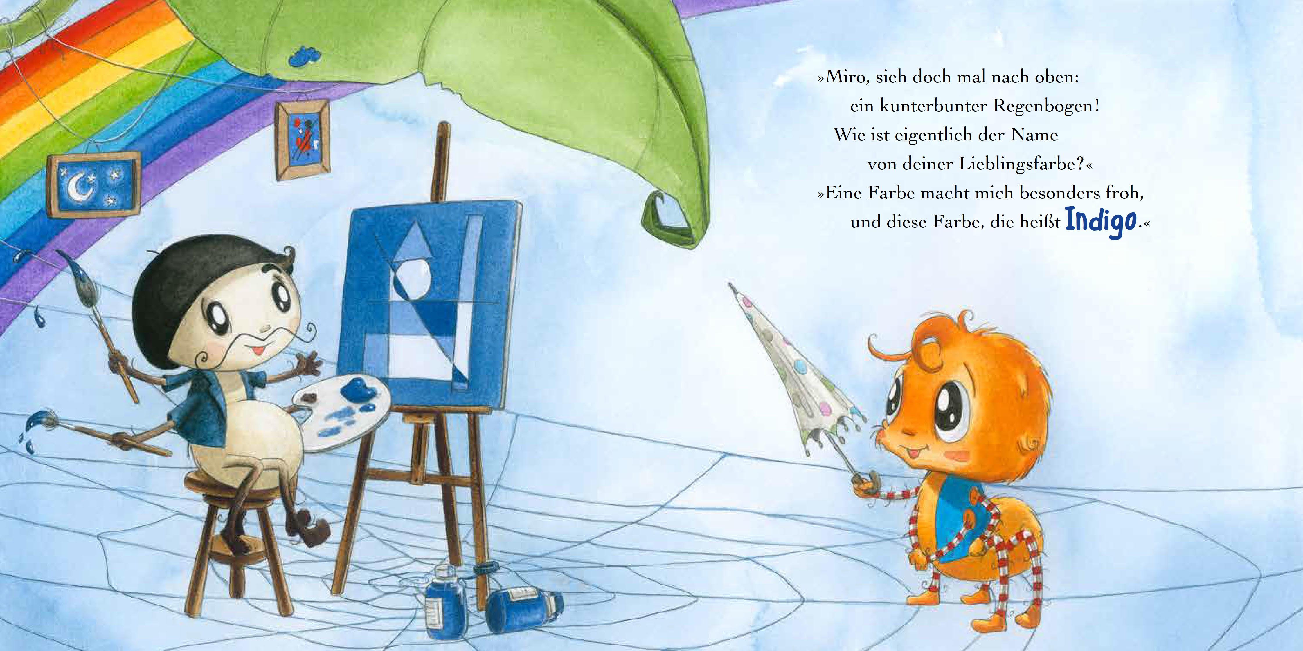 Beispielinhalt (Bild) Die kleine Spinne Widerlich und die Regenbogenfarben (Pappbilderbuch)