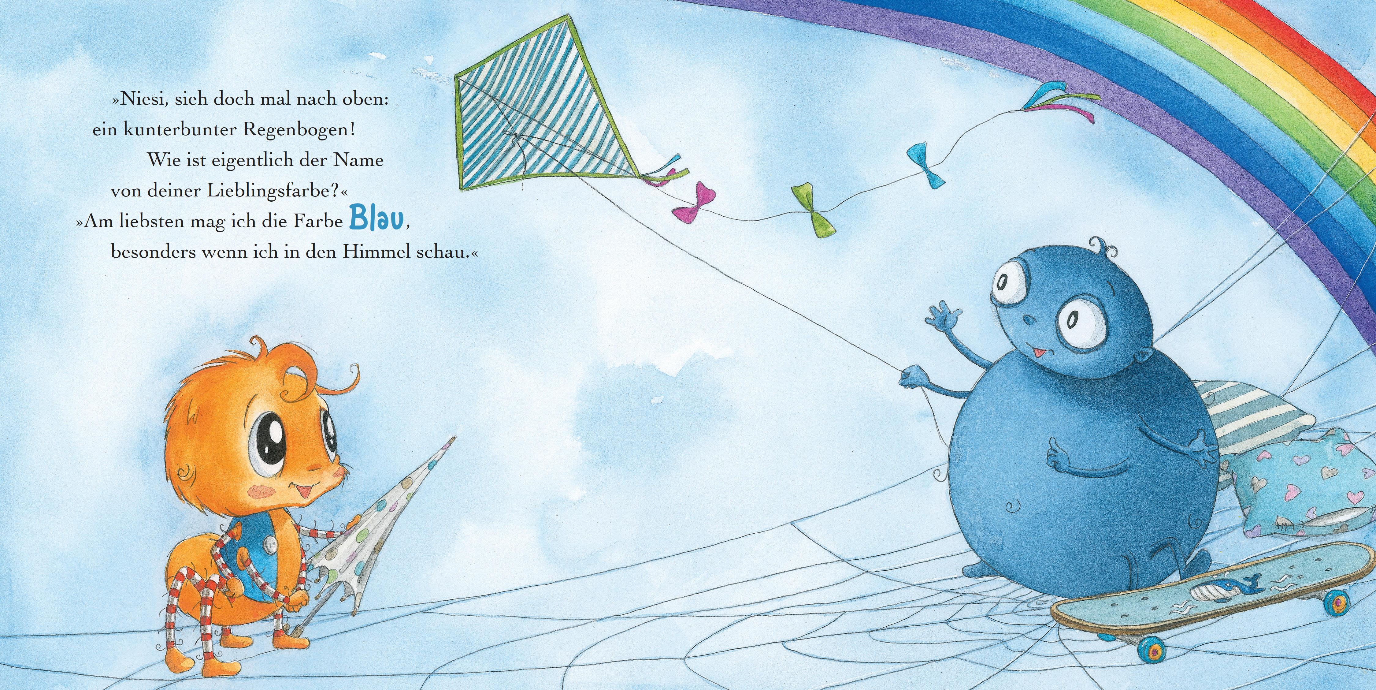Beispielinhalt (Bild) Die kleine Spinne Widerlich und die Regenbogenfarben (Pappbilderbuch)