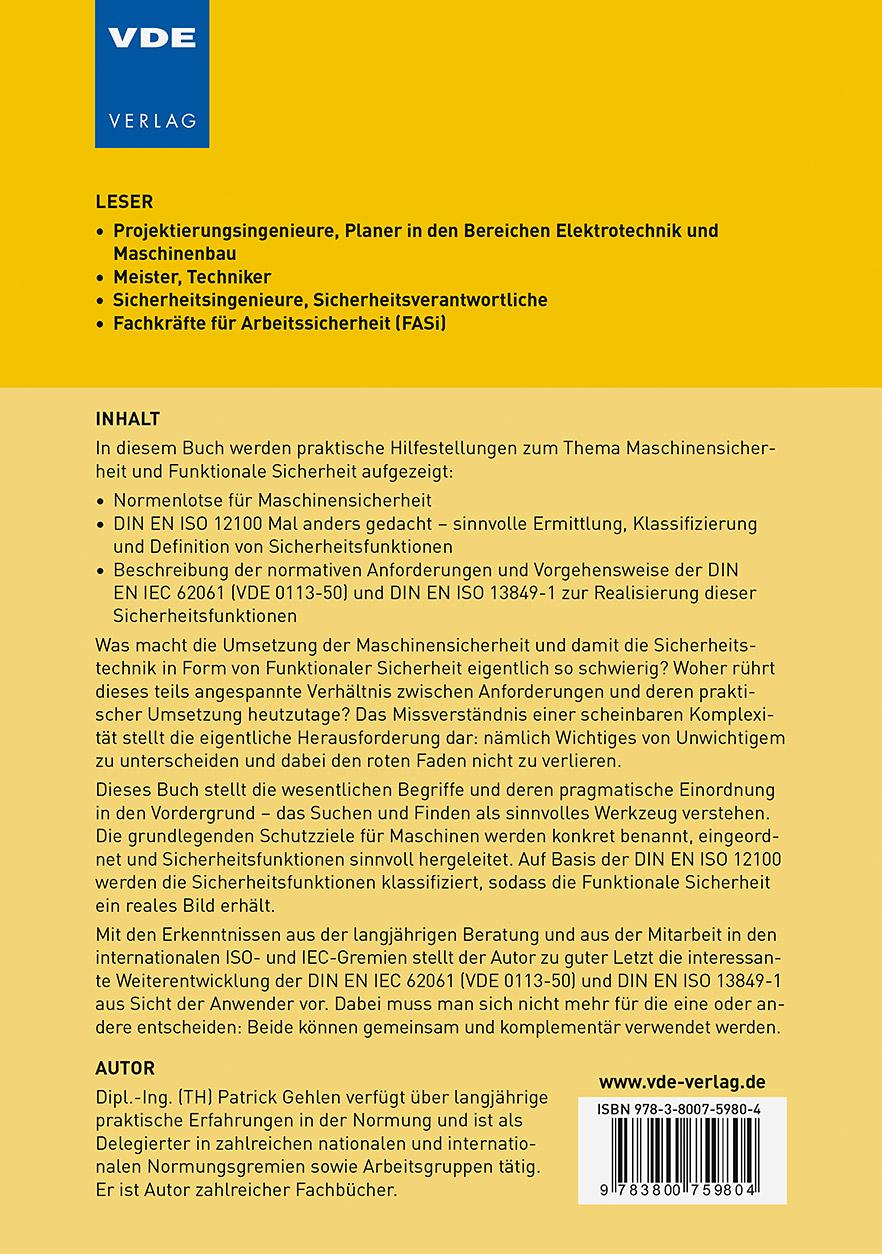 Rückseitencover Sicherheitsfibel zur Maschinensicherheit