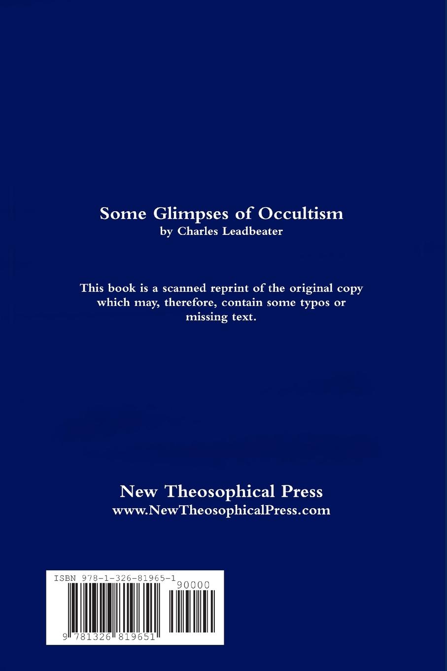 Rückseitencover Some Glimpses of Occultism