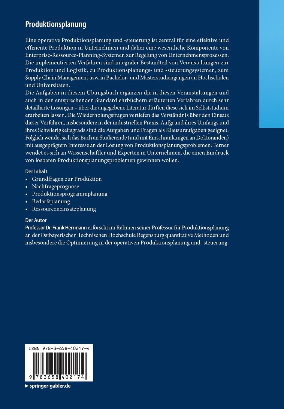 Rückseitencover Produktionsplanung