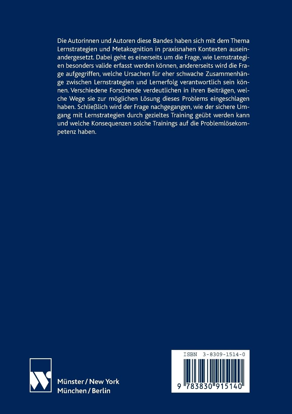 Rückseitencover Lernstrategien und Metakognition