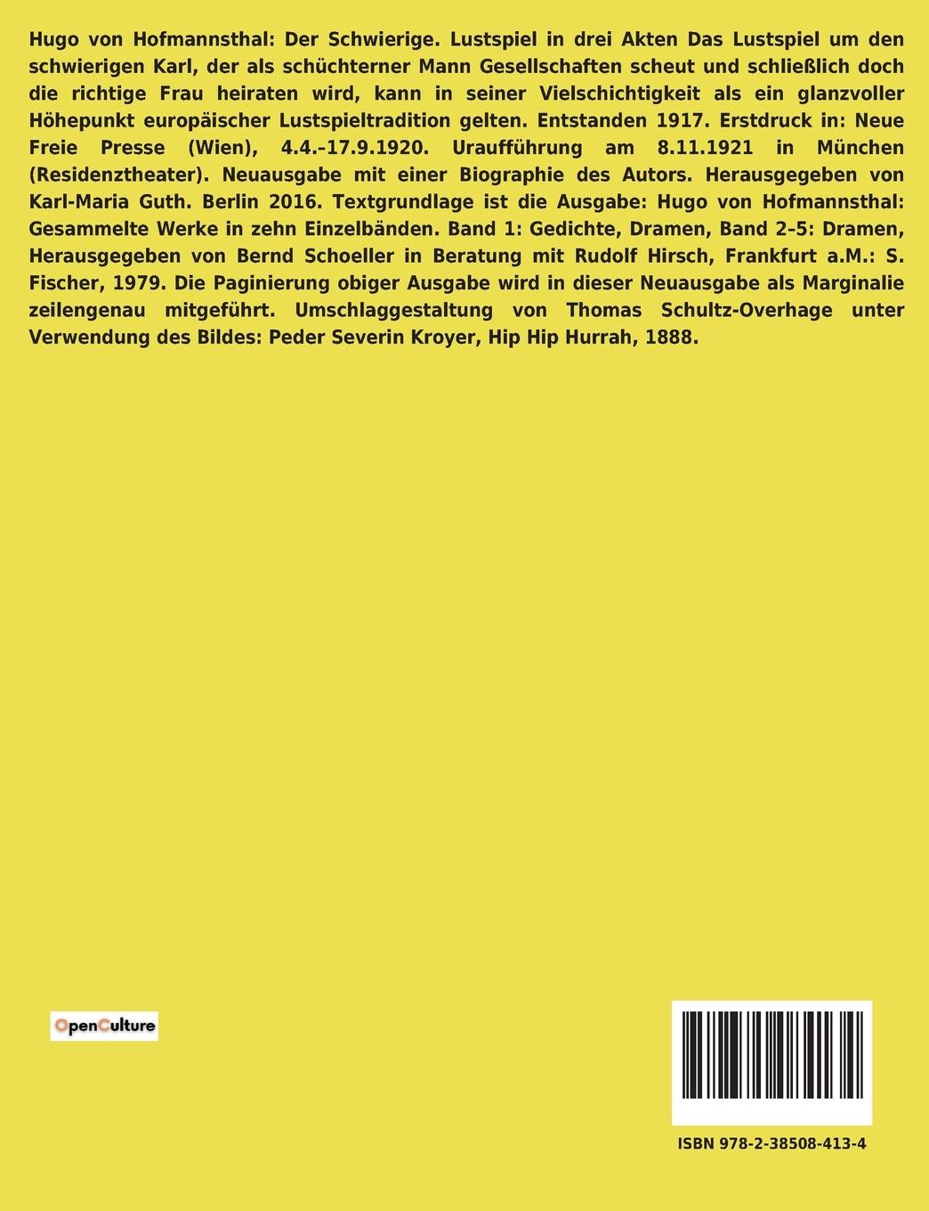 Rückseitencover Der Schwierige