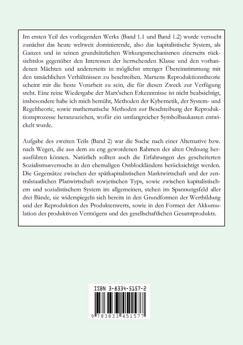 Rückseitencover Das kapitalistische System, Band 1.1