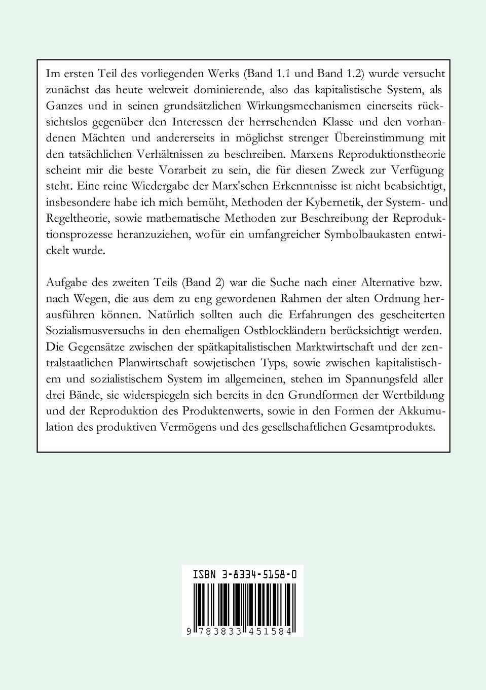 Rückseitencover Das kapitalistische System, Band 1.2