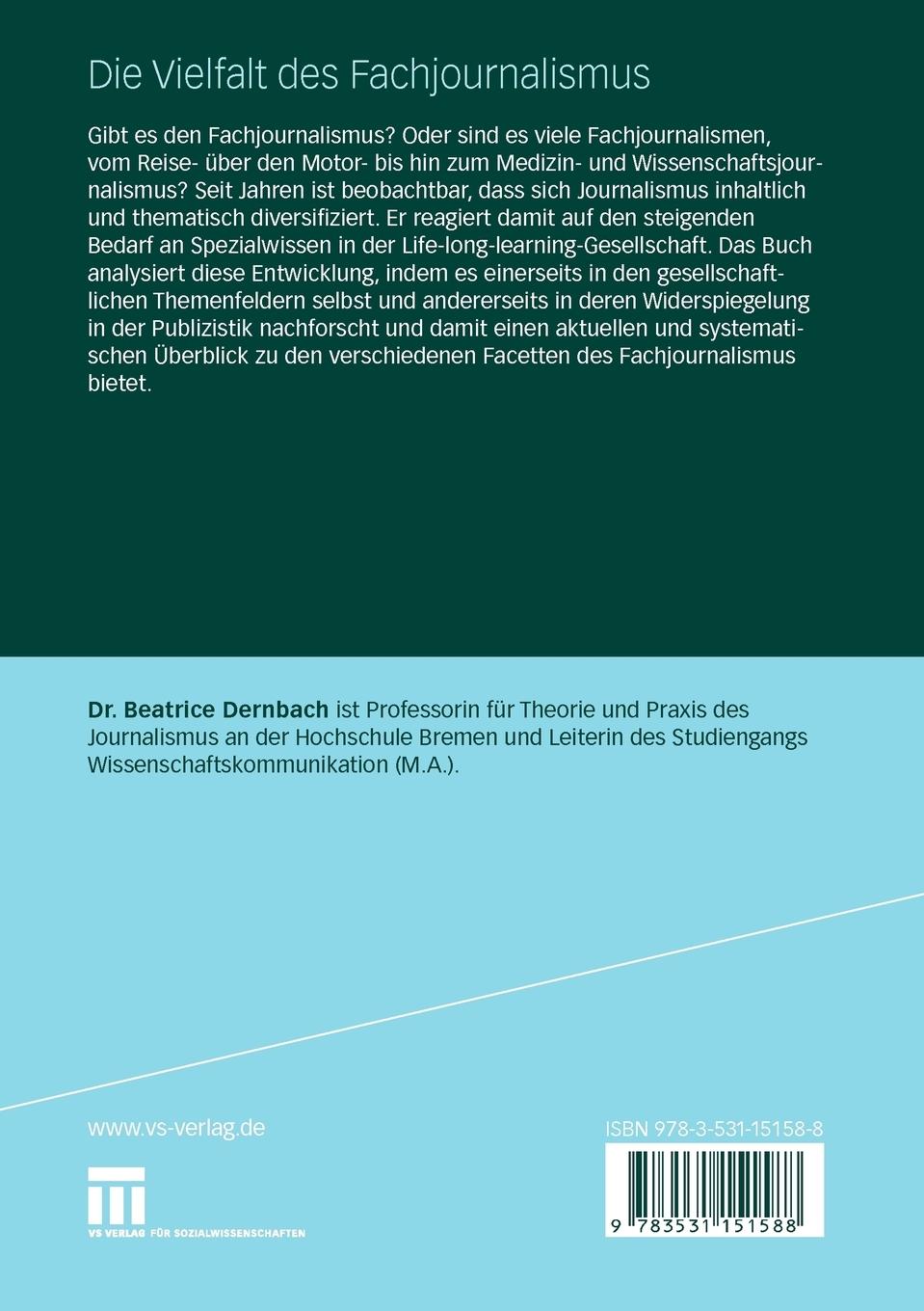 Rückseitencover Die Vielfalt des Fachjournalismus