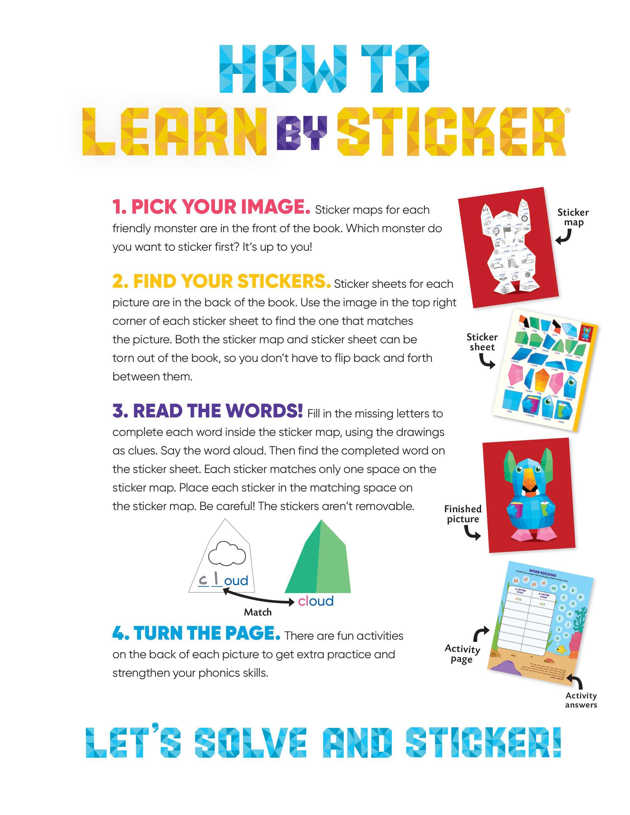 Beispielinhalt (Bild) Learn by Sticker: Beginning Phonics
