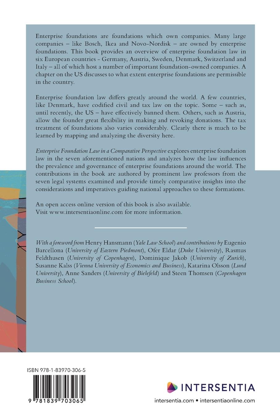 Rückseitencover Enterprise Foundation Law in a Comparative Perspective