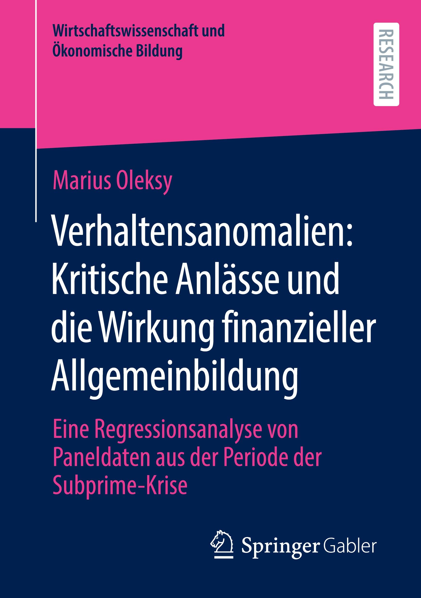 Vorderes Coverbild Verhaltensanomalien: Kritische Anlässe und die Wirkung finanzieller Allgemeinbildung