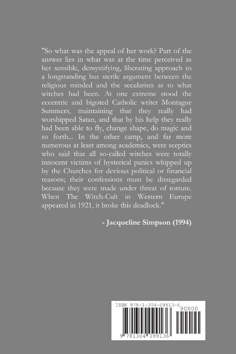 Rückseitencover The Witch Cult in Western Europe