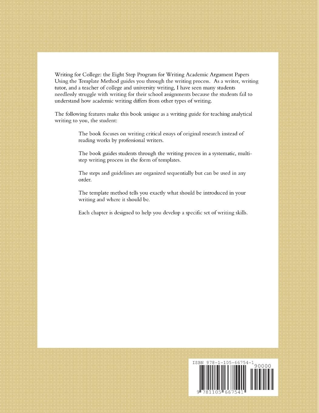 Rückseitencover Writing for College