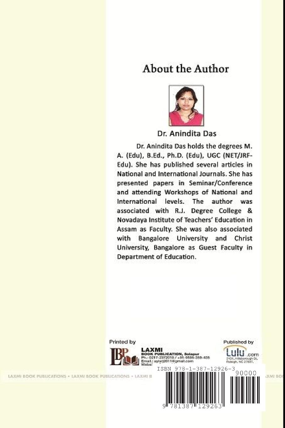 Rückseitencover A STUDY OF ACADEMIC ACHIEVEMENT IN RELATION TO PARENTAL BEHAVIOUR, SCHOOL ENVIRONMENT AND ADJUSTMENT OF SECONDARY SCHOOL TRIBAL STUDENTS IN ASSAM