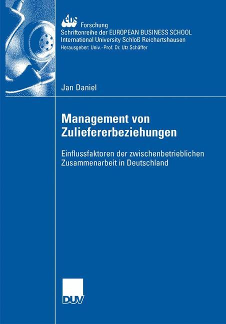 Vorderes Coverbild Management der Zuliefererbeziehungen