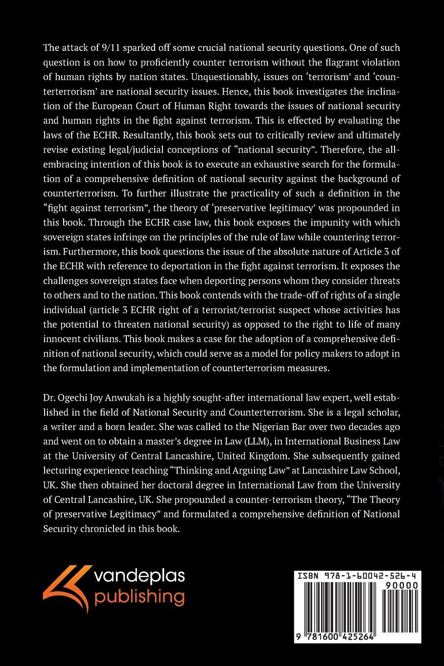 Rückseitencover Legal Conceptions of National Security Relevant To Counter-Terrorism and Human Rights Law and Policy