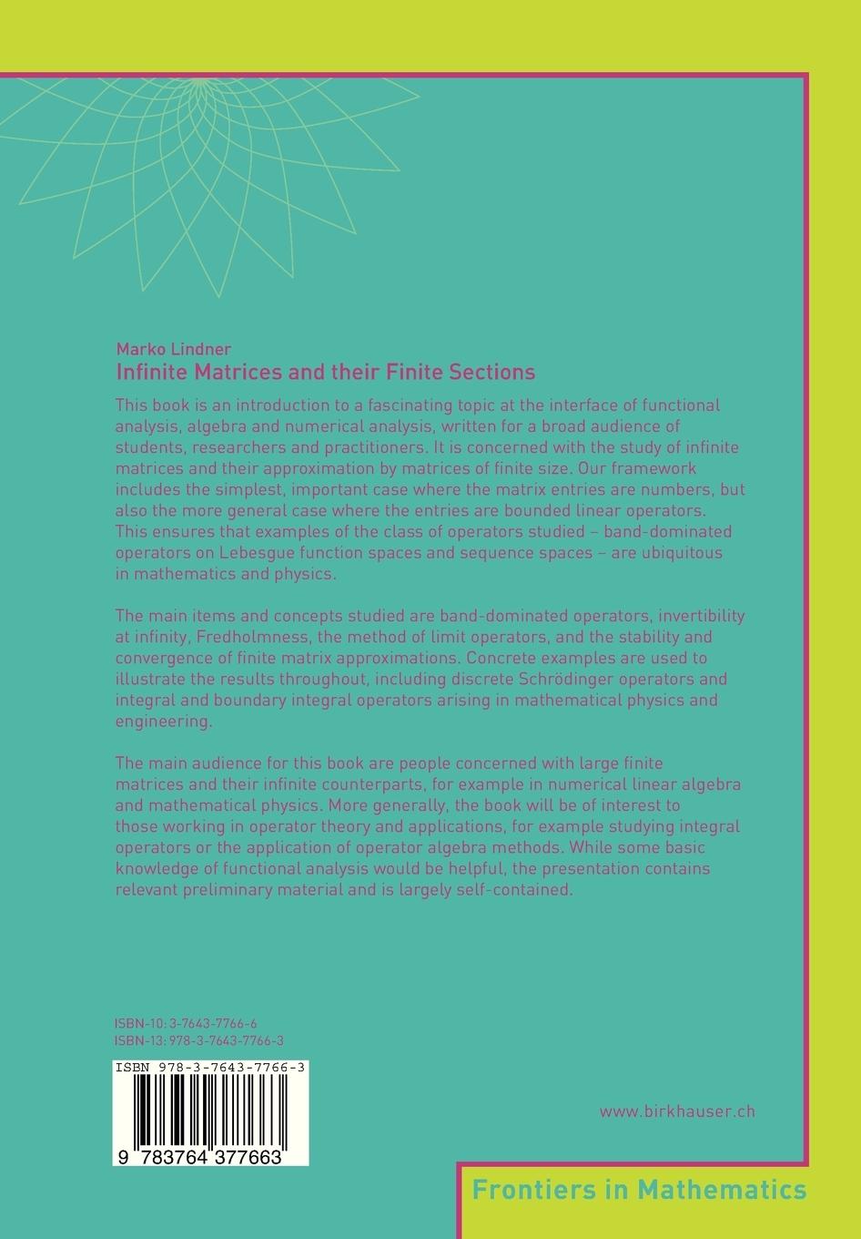 Rückseitencover Infinite Matrices and their Finite Sections