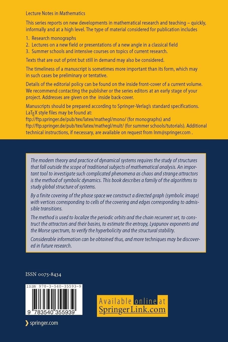 Rückseitencover Dynamical Systems, Graphs, and Algorithms