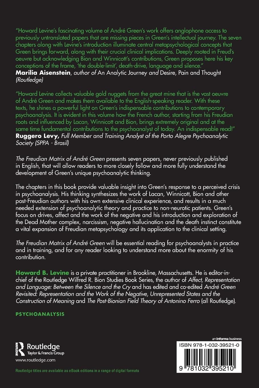 Rückseitencover The Freudian Matrix of ¿André Green