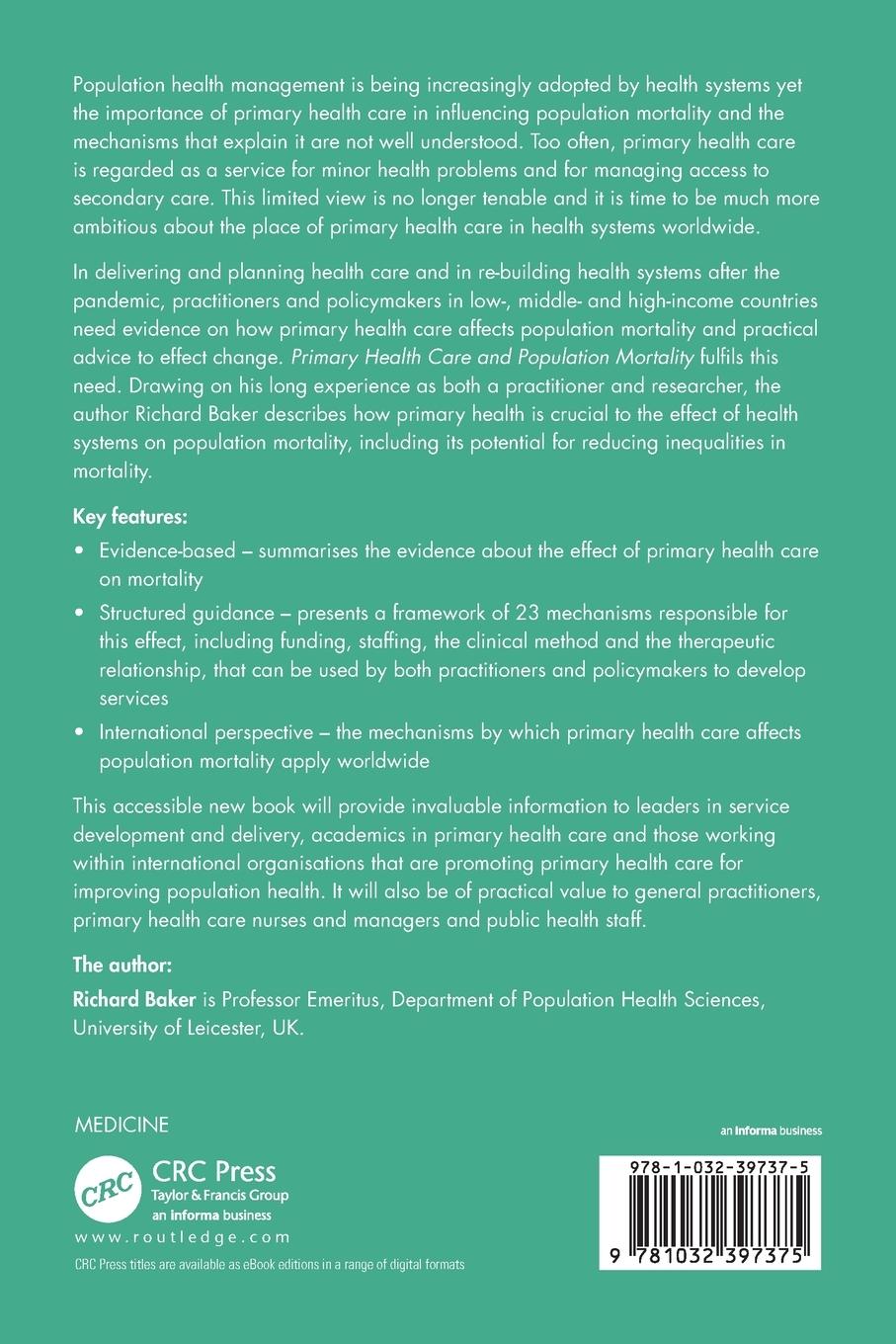 Rückseitencover Primary Health Care and Population Mortality