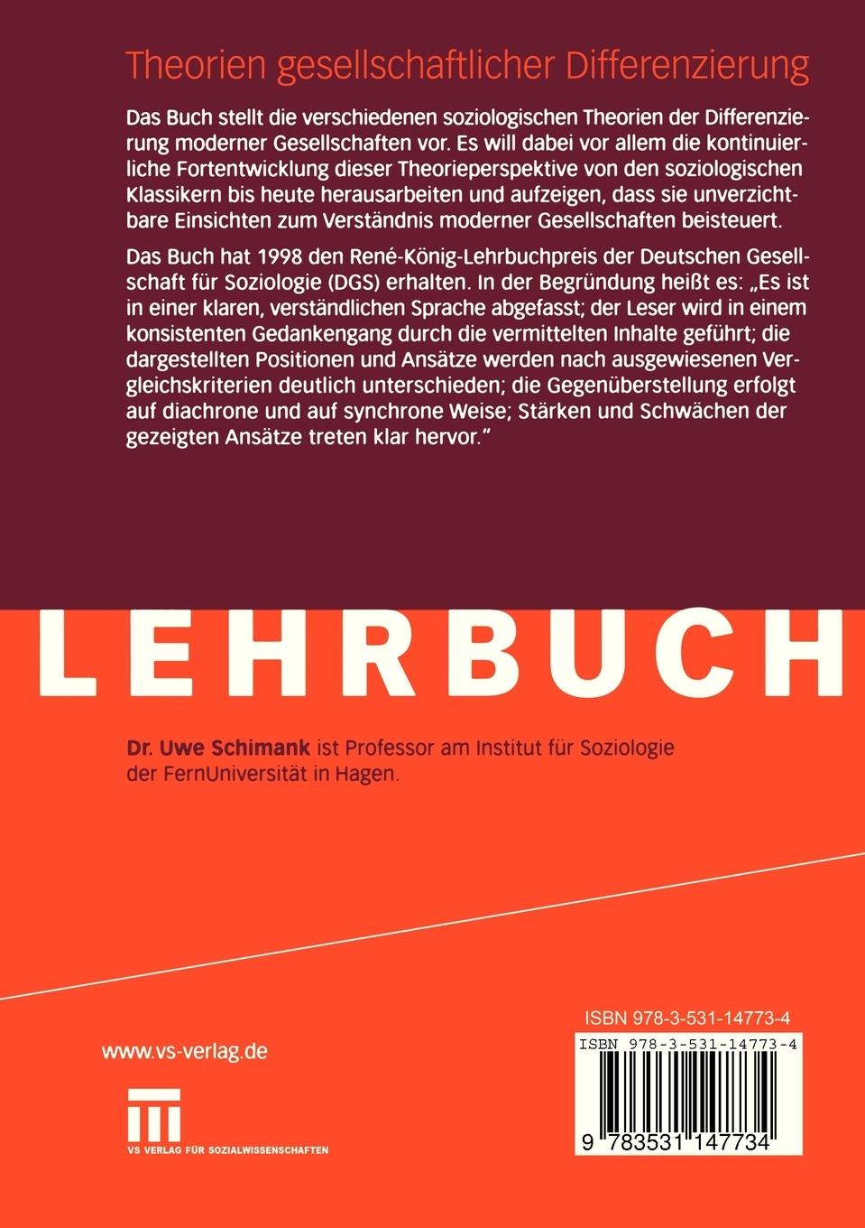 Rückseitencover Theorien gesellschaftlicher Differenzierung