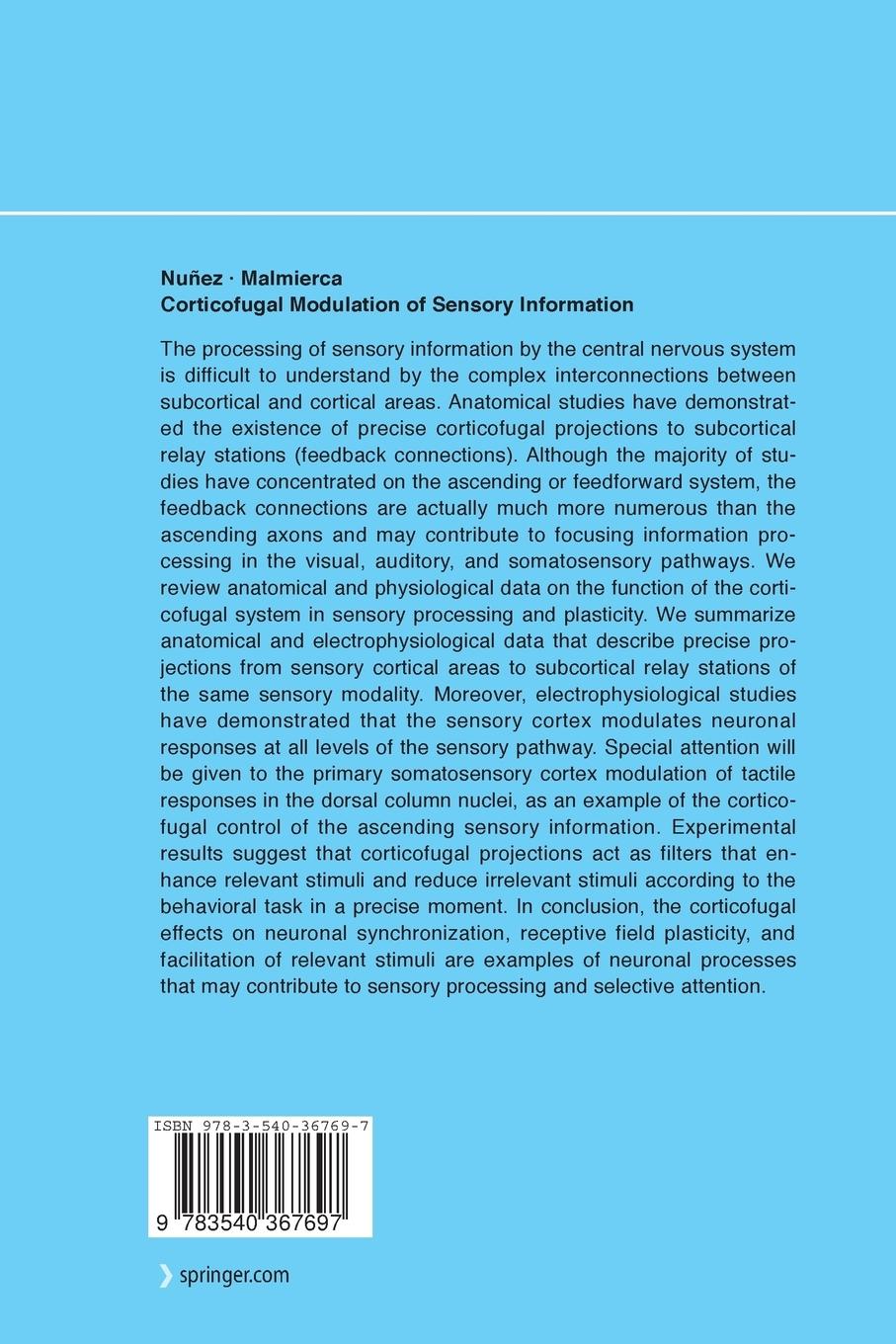 Rückseitencover Corticofugal Modulation of Sensory Information