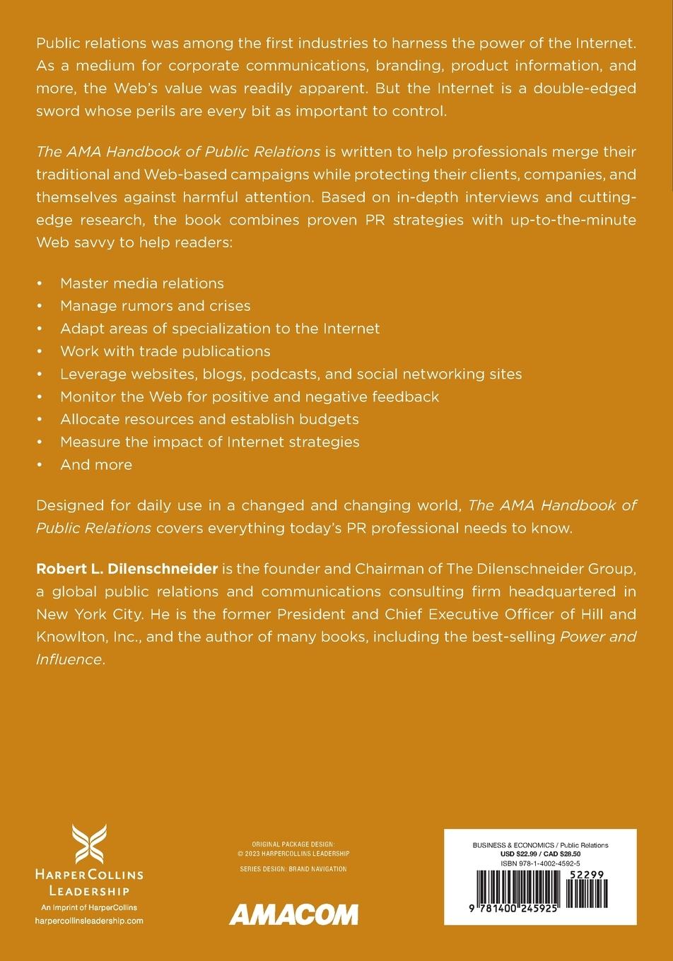 Rückseitencover The AMA Handbook of Public Relations