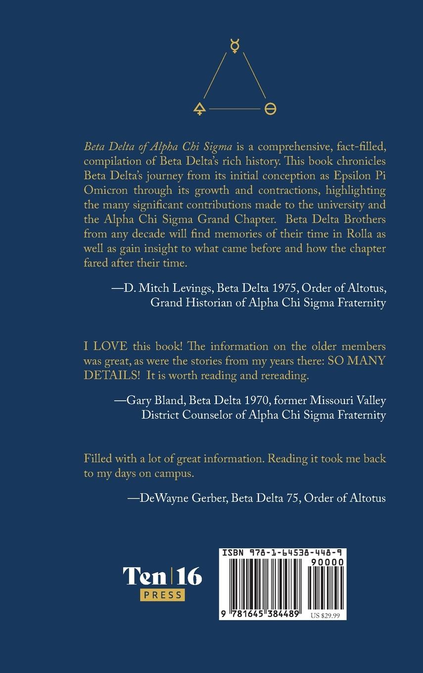 Rückseitencover Beta Delta of Alpha Chi Sigma (A History)