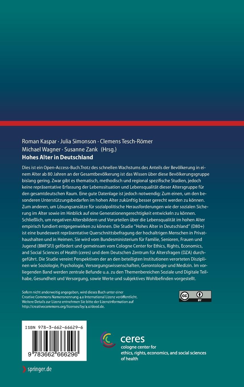 Rückseitencover Hohes Alter in Deutschland