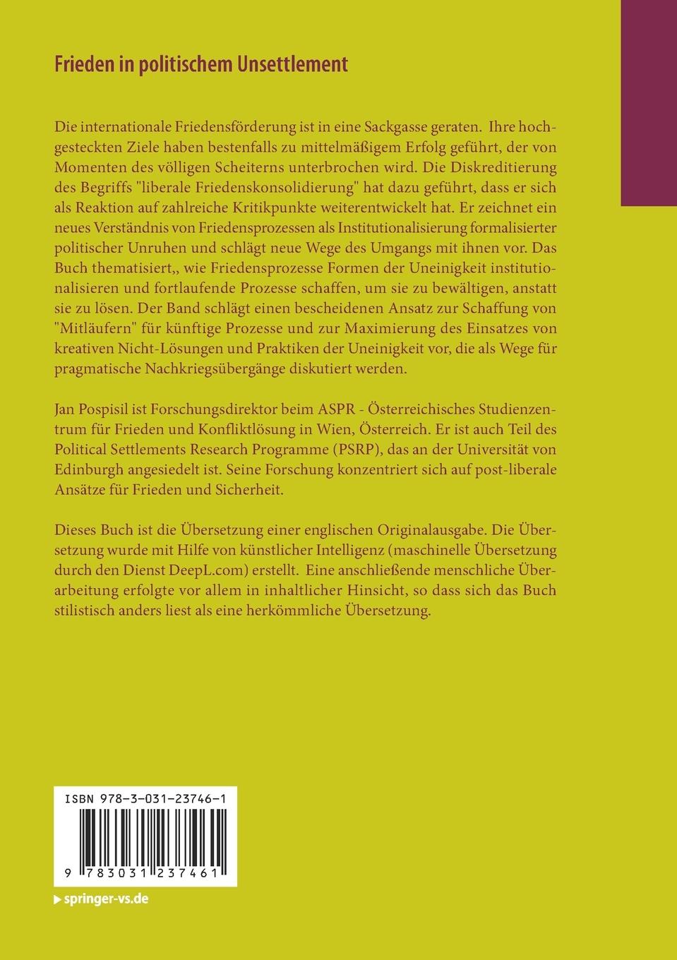 Rückseitencover Frieden in politischem Unsettlement