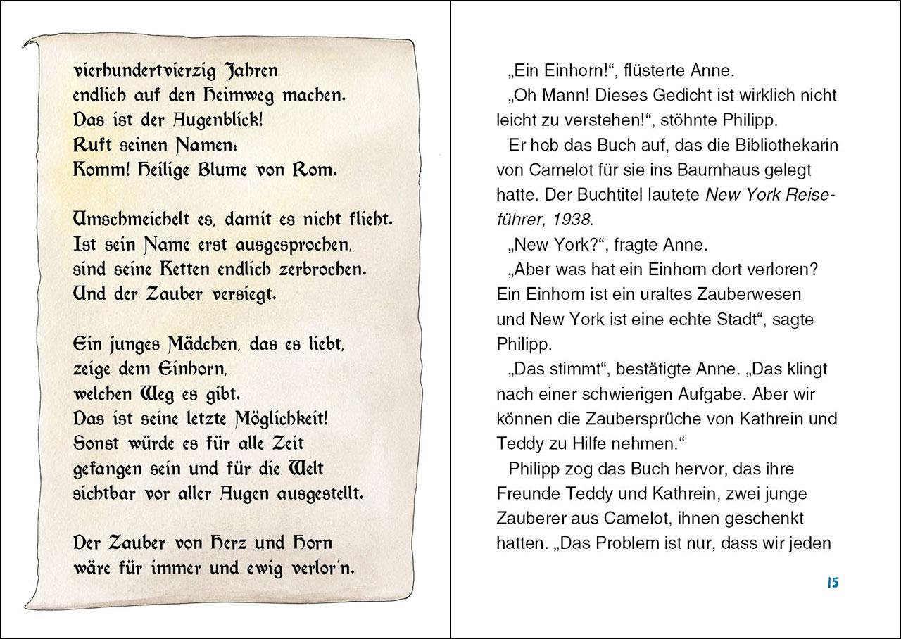 Beispielinhalt (Bild) Das magische Baumhaus junior (Band 33) - Auf den Spuren des verzauberten Einhorns