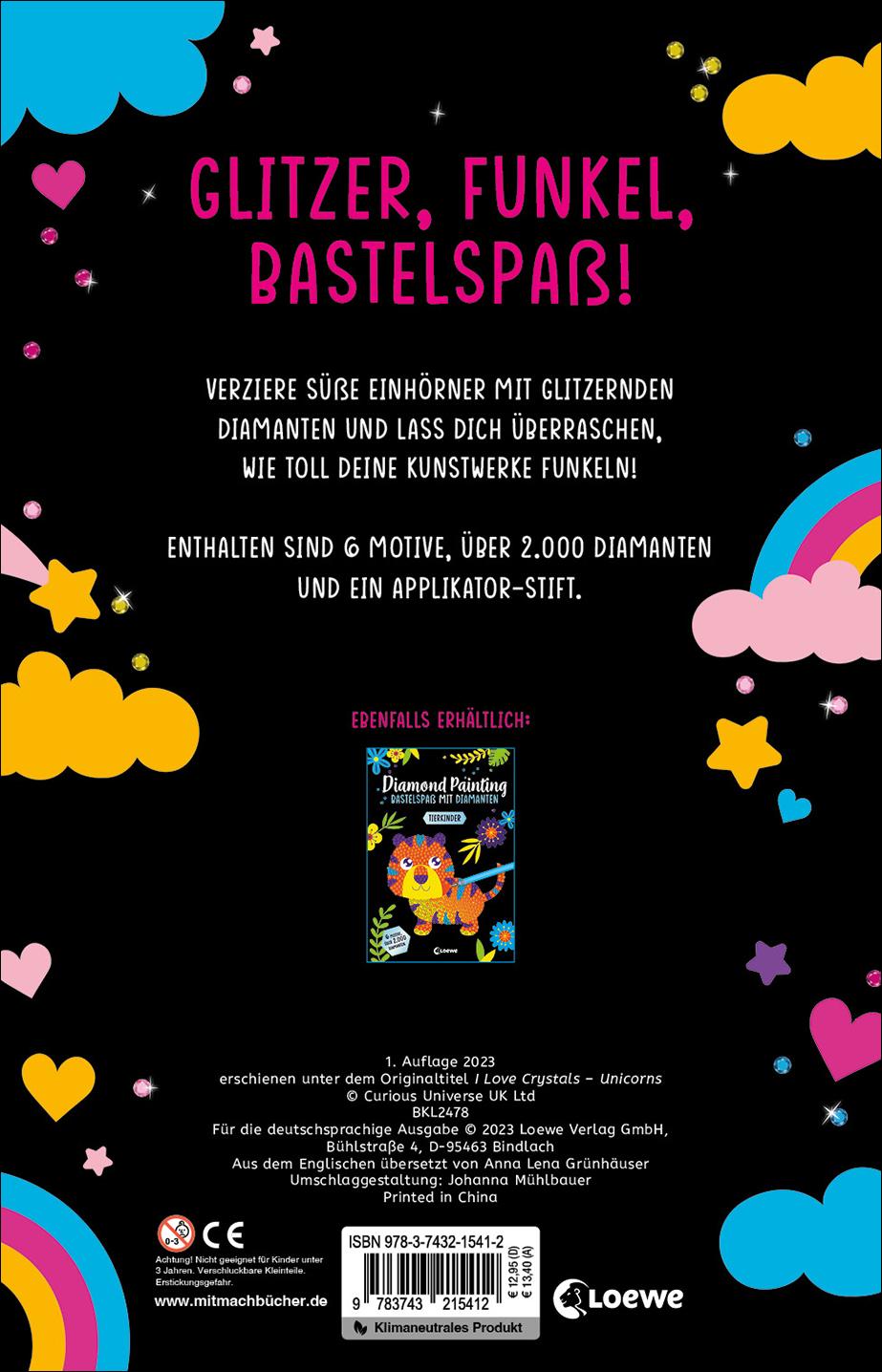 Rückseitencover Diamond Painting - Bastelspaß mit Diamanten - Einhörner