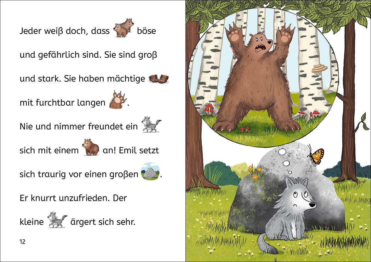 Beispielinhalt (Bild) Bildermaus - Der kleine Wolf findet einen Freund