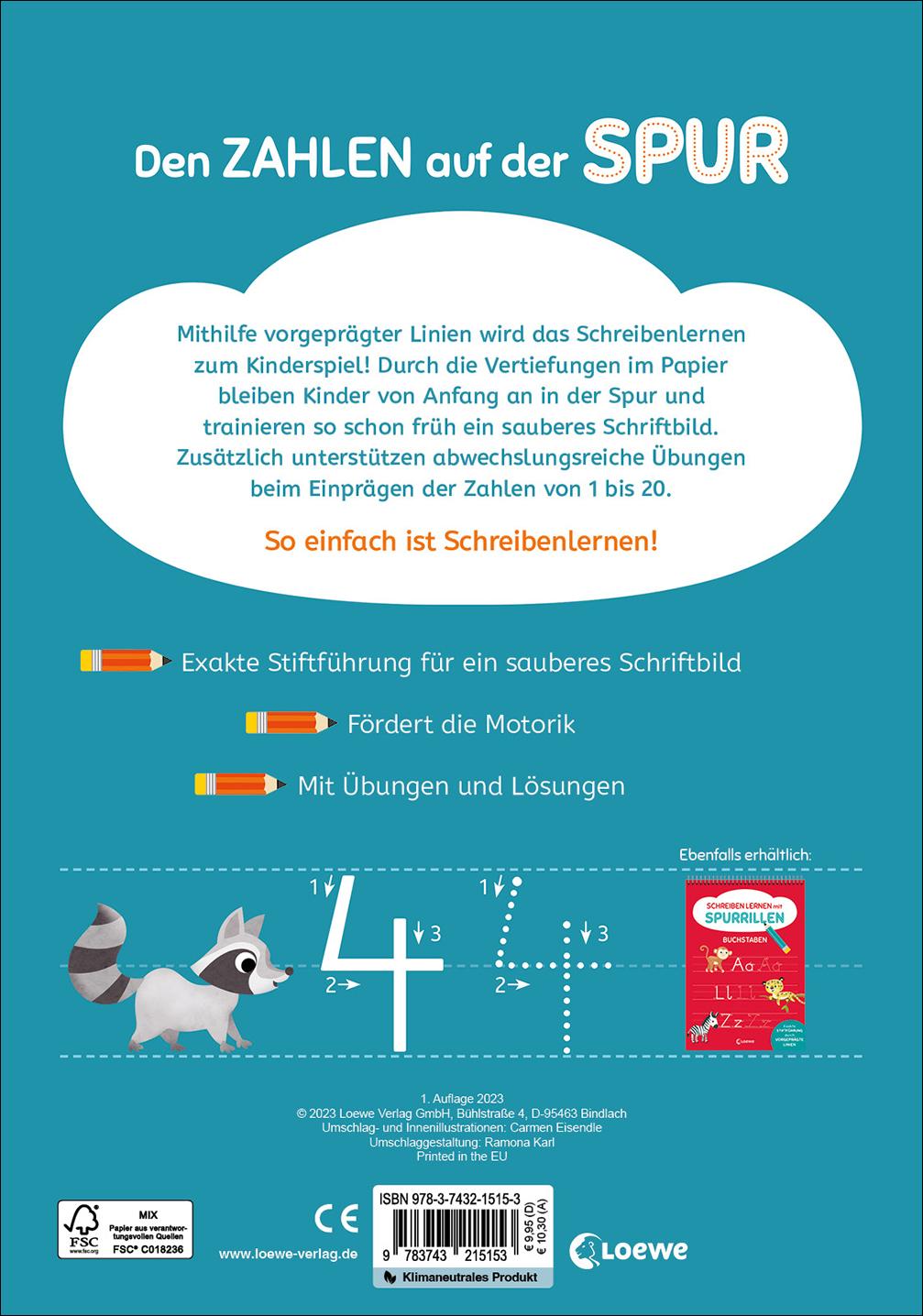 Rückseitencover Schreiben lernen mit Spurrillen - Zahlen