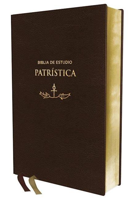 Vorderes Coverbild Rvr, Biblia de Estudio Patrística, Leathersoft, Marrón, Interior a DOS Colores, Palabras de Jesús En Rojo, Comfort Print