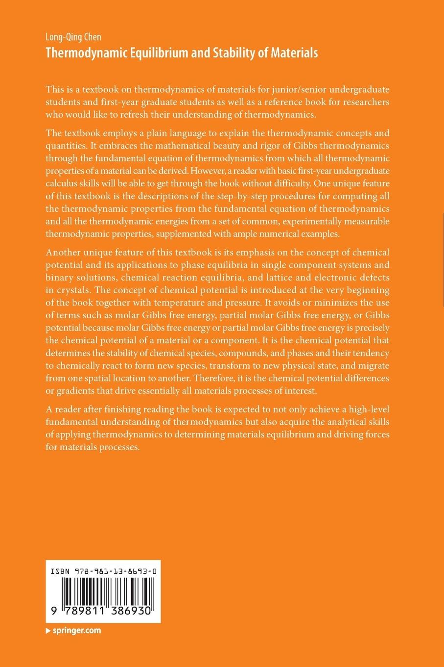 Rückseitencover Thermodynamic Equilibrium and Stability of Materials