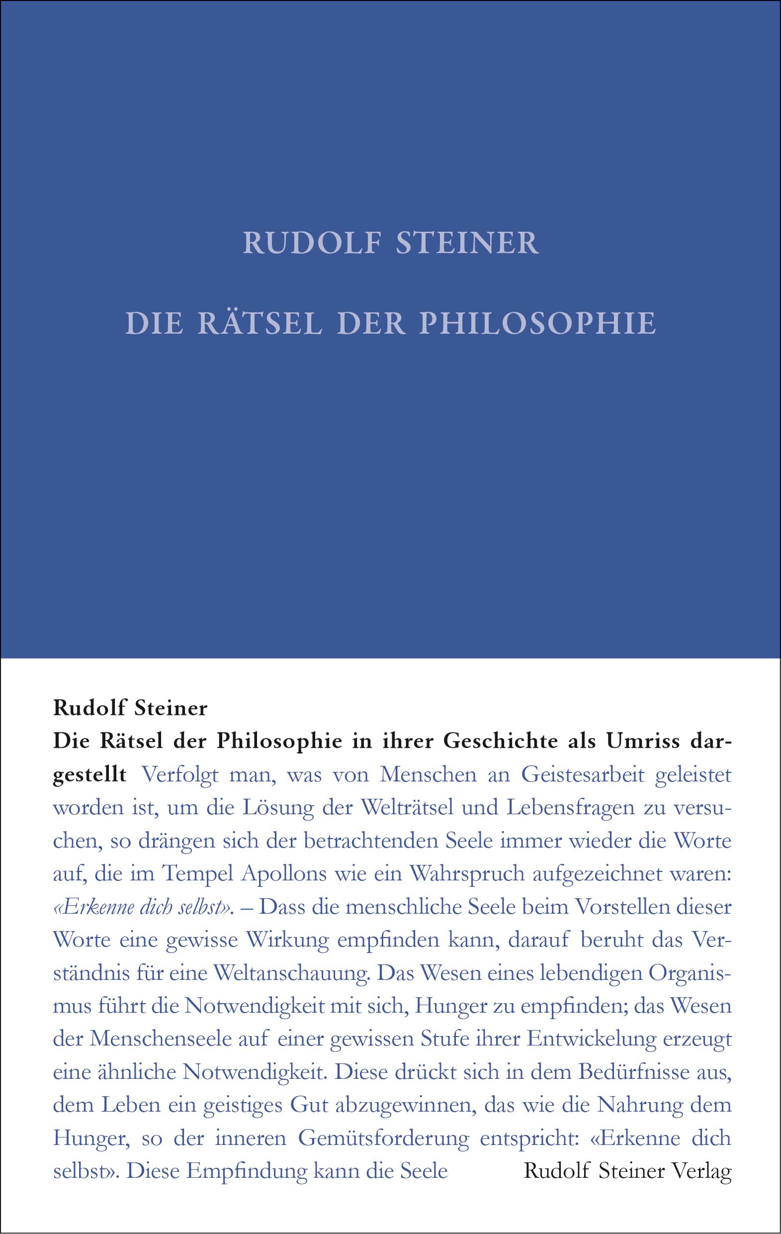 Vorderes Coverbild Die Rätsel der Philosophie in ihrer Geschichte als Umriss dargestellt