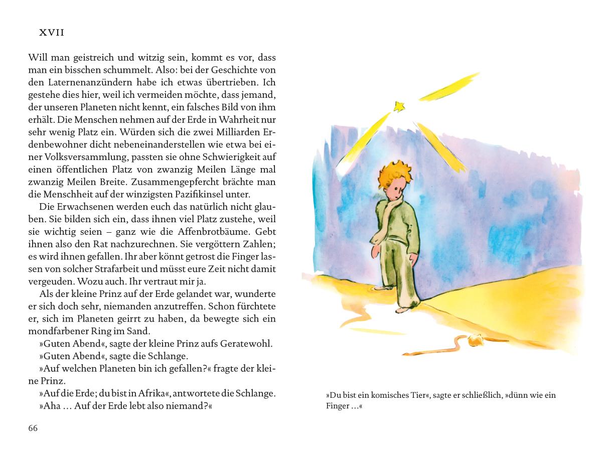 Beispielinhalt (Bild) Der kleine Prinz. Neuübersetzung - Mit den Original-Illustrationen von Antoine de Saint-Exupéry - Jetzt vollständig in Farbe