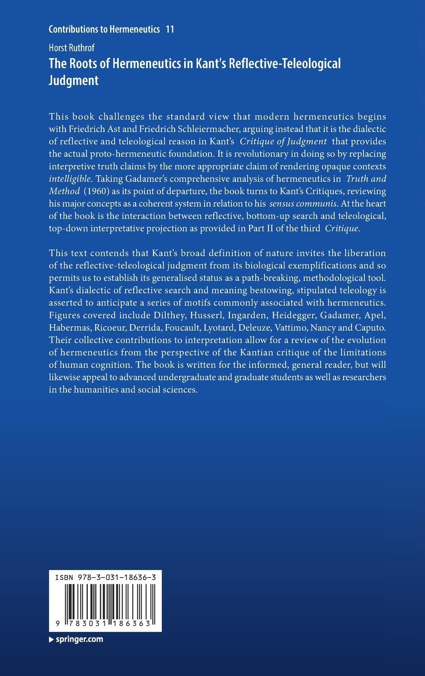 Rückseitencover The Roots of Hermeneutics in Kant's Reflective-Teleological Judgment